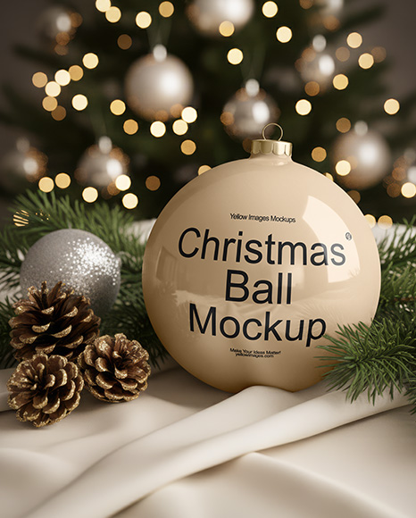 Glossy Christmas Ball Mockup