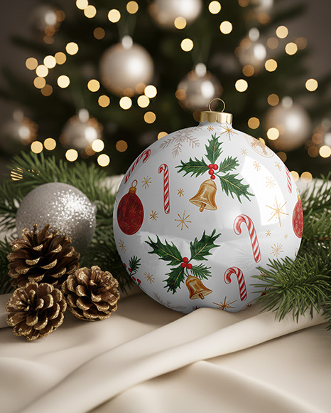 Glossy Christmas Ball Mockup
