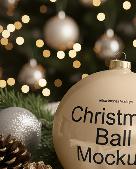 Glossy Christmas Ball Mockup
