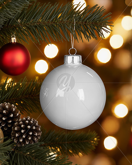 Glossy Christmas Ball Mockup
