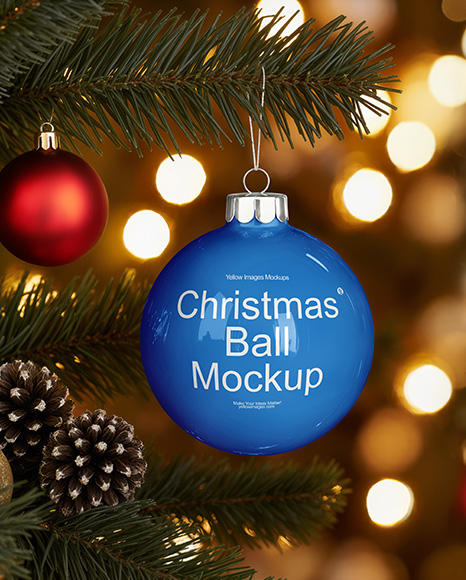Glossy Christmas Ball Mockup