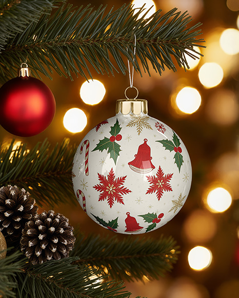 Glossy Christmas Ball Mockup