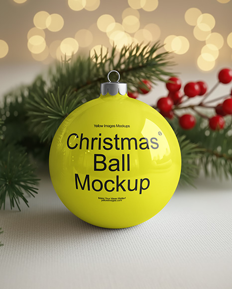 Glossy Christmas Ball Mockup