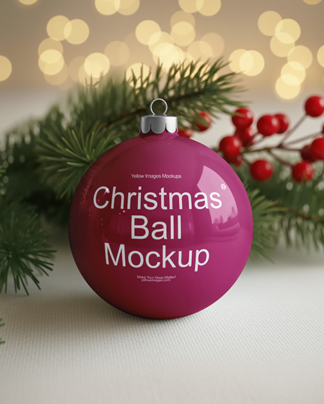 Glossy Christmas Ball Mockup