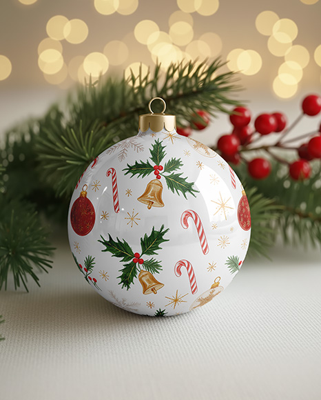 Glossy Christmas Ball Mockup