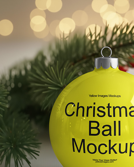 Glossy Christmas Ball Mockup