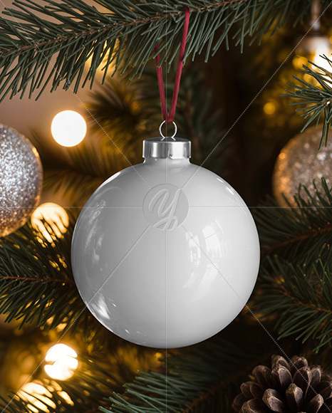 Glossy Christmas Ball Mockup