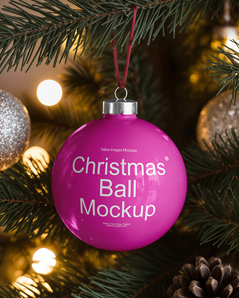 Glossy Christmas Ball Mockup