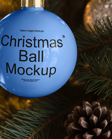 Glossy Christmas Ball Mockup