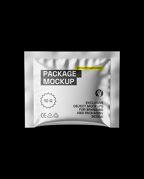 Glossy Metallic Sachet Mockup