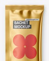Glossy Metallic Sachet Mockup