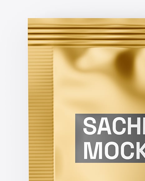 Glossy Metallic Sachet Mockup