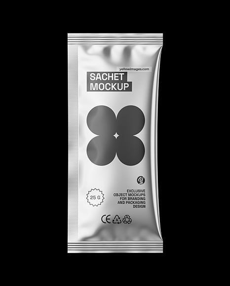Glossy Metallic Sachet Mockup