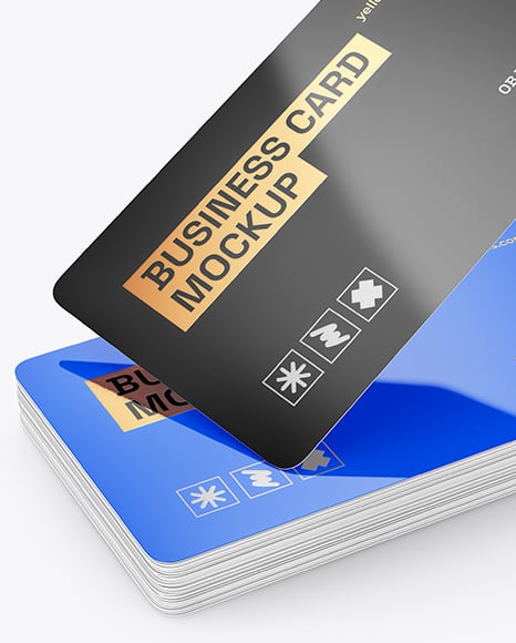 Glossy Paper Business Cards Mockup