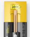 Glossy Paper Box in Sleeve with Wooden Chopsticks Mockup