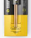 Glossy Paper Box in Sleeve with Wooden Chopsticks Mockup