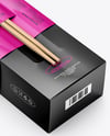 Glossy Paper Box in Sleeve with Wooden Chopsticks Mockup