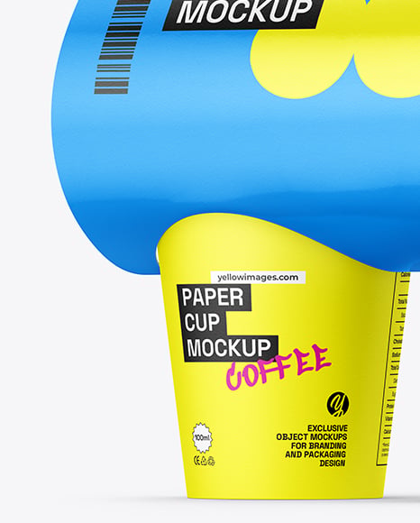 Glossy Paper Carrier for Coffee Cups Mockup