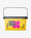 Glossy Plastic Box Container with Handle Mockup