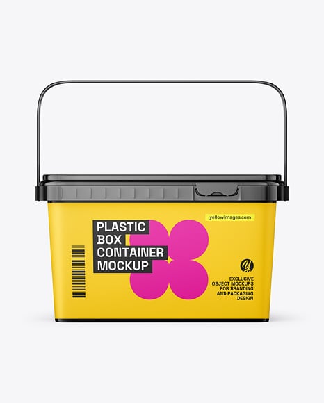 Glossy Plastic Box Container with Handle Mockup