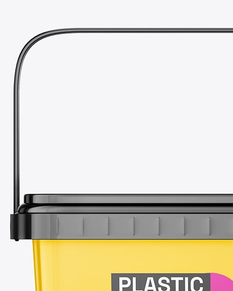 Glossy Plastic Box Container with Handle Mockup