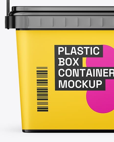 Glossy Plastic Box Container with Handle Mockup