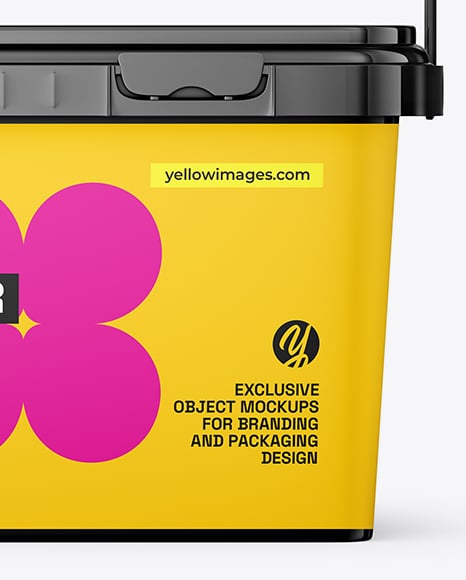 Glossy Plastic Box Container with Handle Mockup