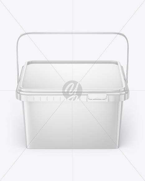 Glossy Plastic Box Container with Handle Mockup