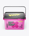 Glossy Plastic Box Container with Handle Mockup