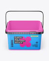Glossy Plastic Box Container with Handle Mockup