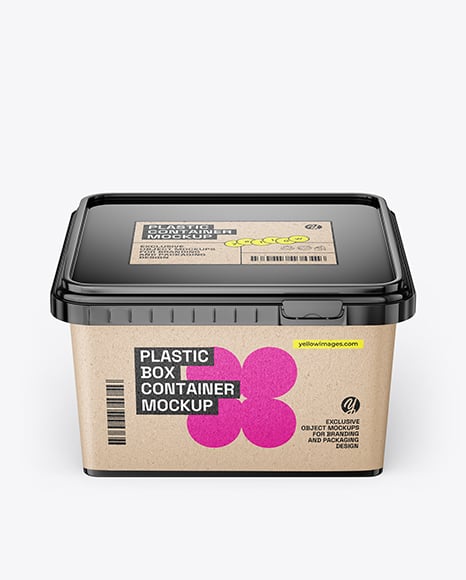 Glossy Plastic Box Container with Handle Mockup