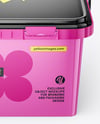 Glossy Plastic Box Container with Handle Mockup