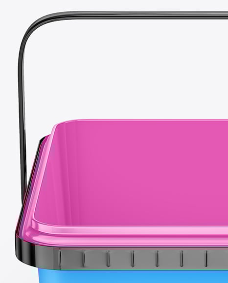 Glossy Plastic Box Container with Handle Mockup