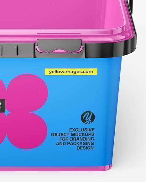 Glossy Plastic Box Container with Handle Mockup