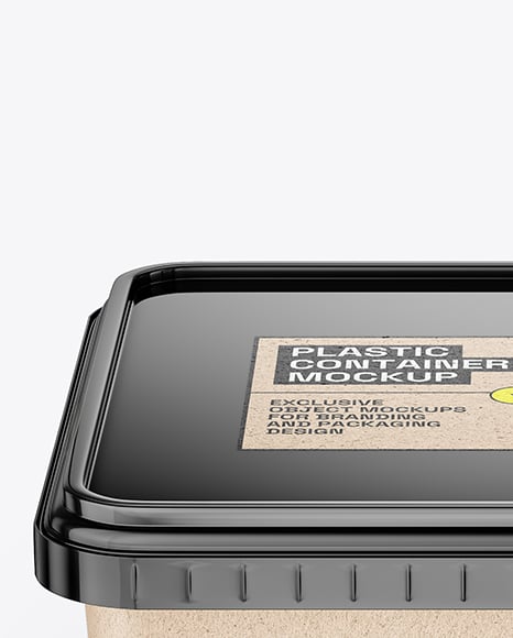 Glossy Plastic Box Container with Handle Mockup