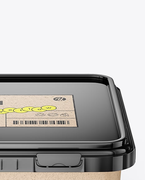 Glossy Plastic Box Container with Handle Mockup