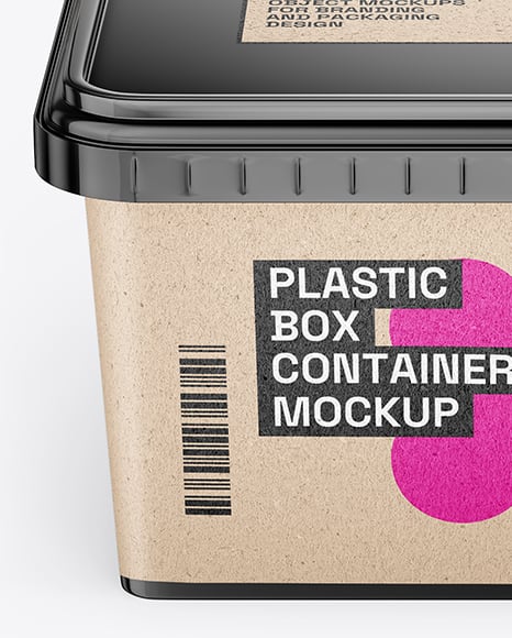 Glossy Plastic Box Container with Handle Mockup