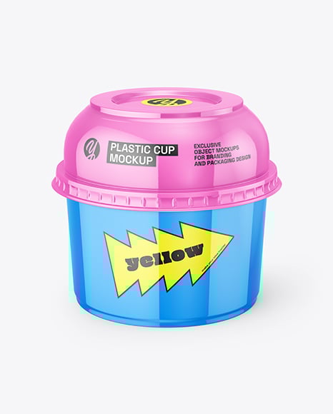 Glossy Plastic Cup Mockup