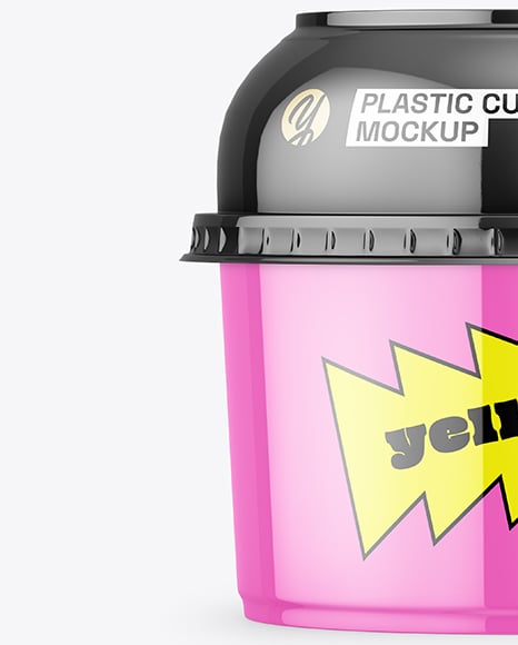 Glossy Plastic Cup Mockup
