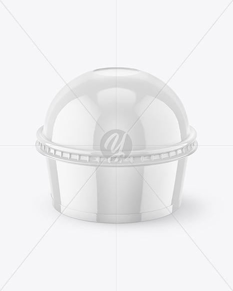 Glossy Plastic Desert Cup with Spherical Cap Mockup