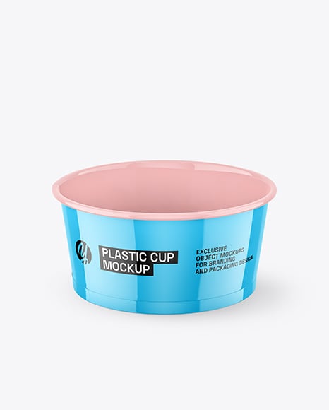 Glossy Plastic Desert Cup with Spherical Cap Mockup