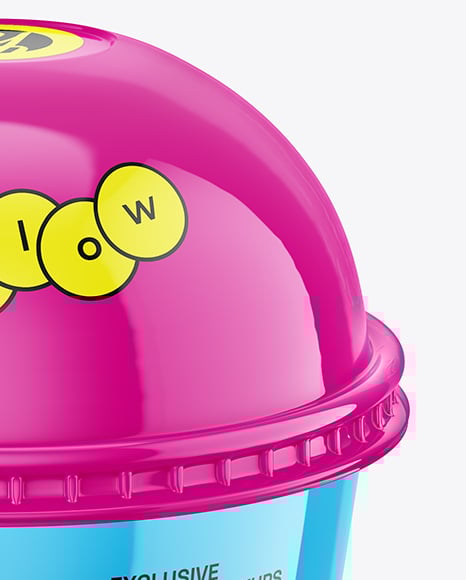 Glossy Plastic Desert Cup with Spherical Cap Mockup