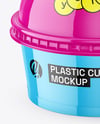 Glossy Plastic Desert Cup with Spherical Cap Mockup