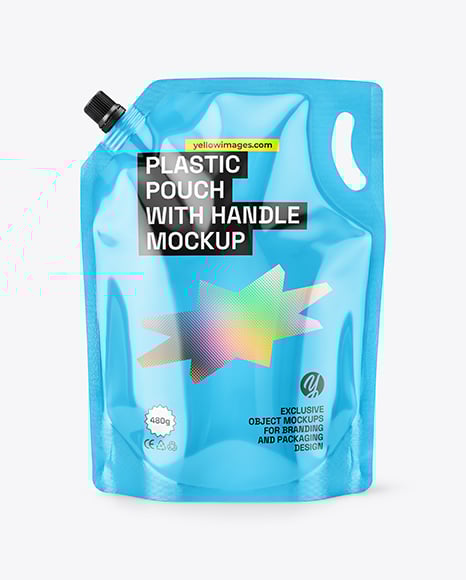 Glossy Plastic Pouch with Handle Mockup - PSD Mockups