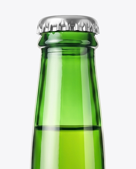 Green Glass Beer Bottle in a Hand Mockup