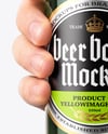 Green Glass Beer Bottle in a Hand Mockup