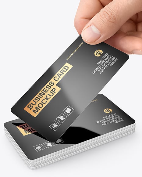 Hand with Glossy Paper Business Card Mockup