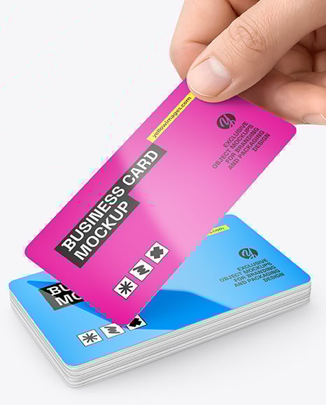Hand with Glossy Paper Business Card Mockup