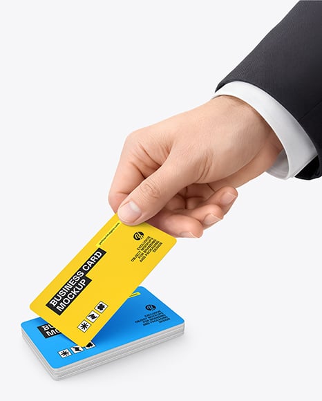 Hand with Matte Paper Business Card Mockup