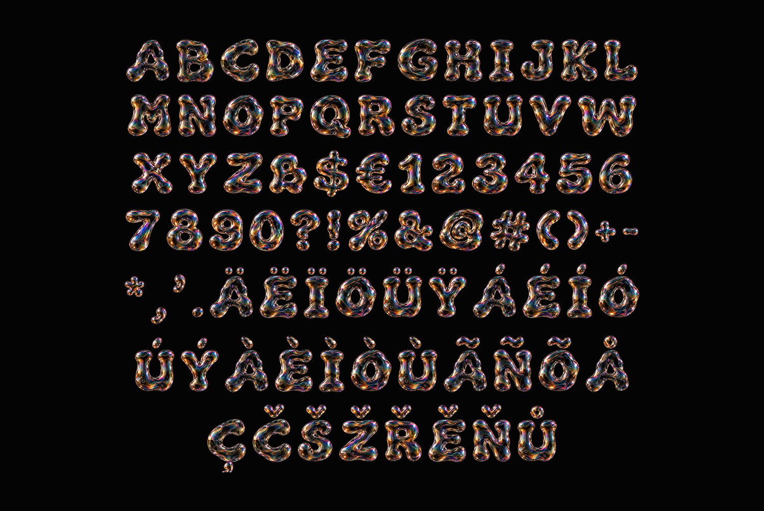 Iridescent Bubble Font